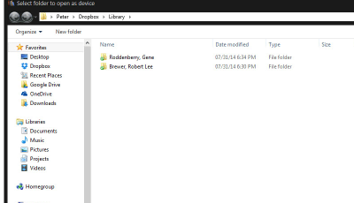 Screen shot showing my library folder